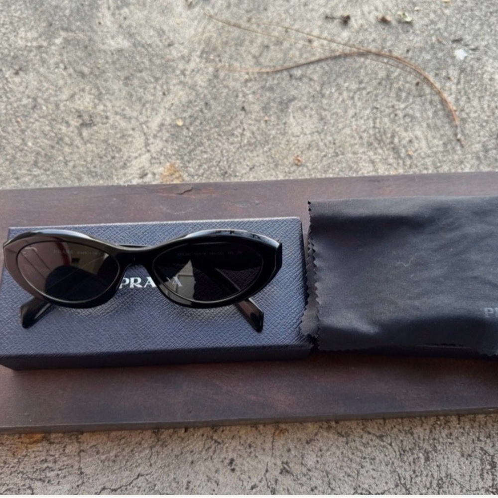 Prada Glossy Black Oval Sunglasses - Picture 2 of 5